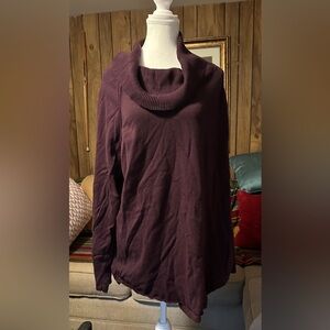 Cozy Purple Cowl Neck Sweater (some damage on back of cowl), Sz 1X